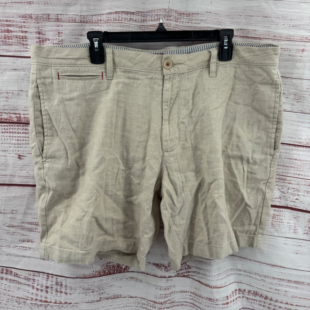 UNTUCKit Shorts Mens Size 38 St.‎ Julien Tan Linen Blend Casual Preppy Vacation